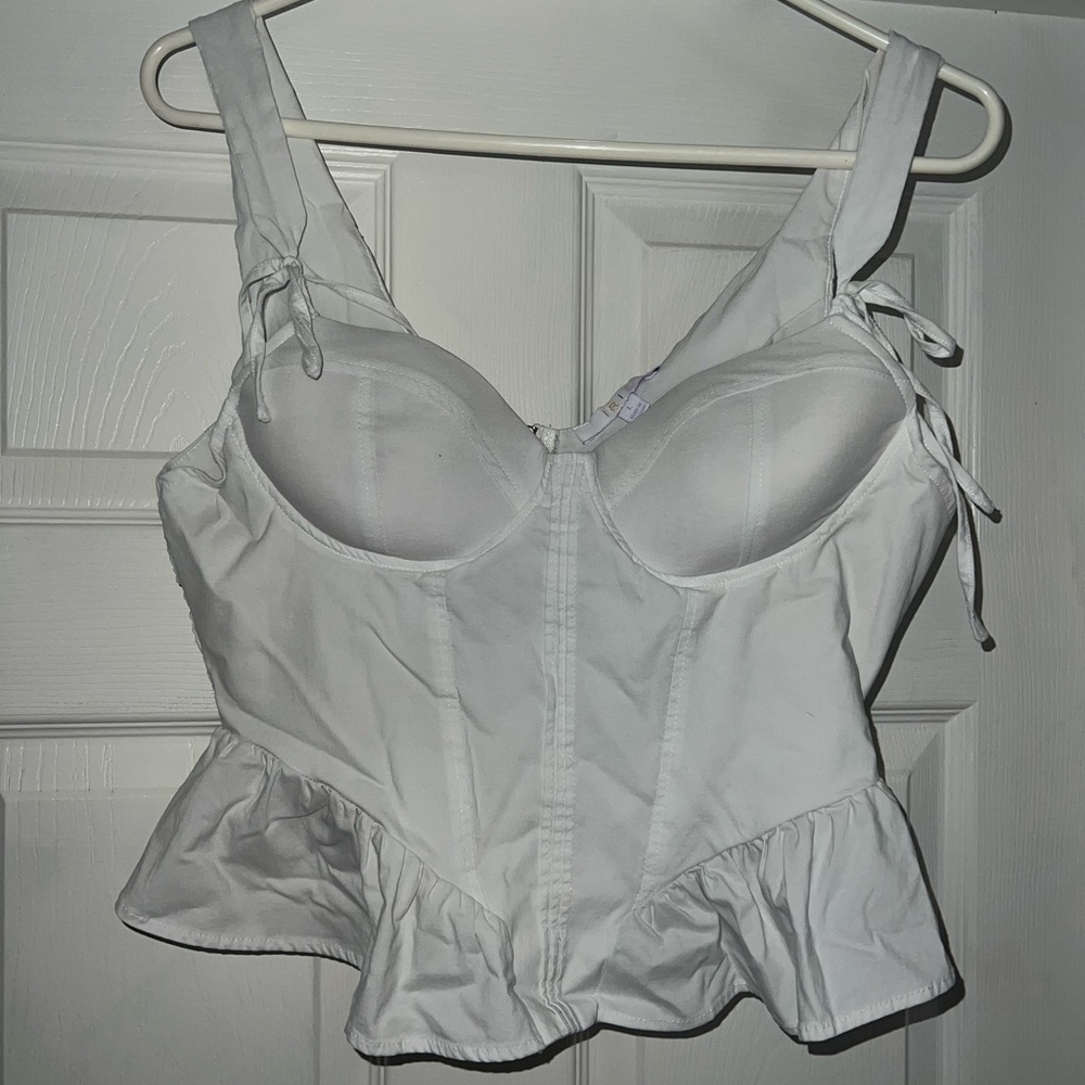 White Peplum Corset Top